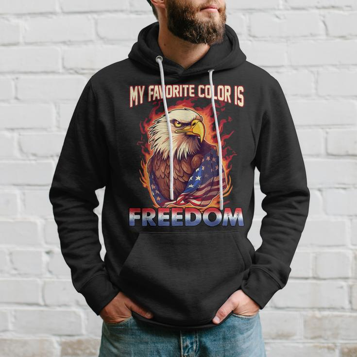 Eagle American Flag My Favorite Color Is Freedom Patriotic Hoodie Gifts for Him