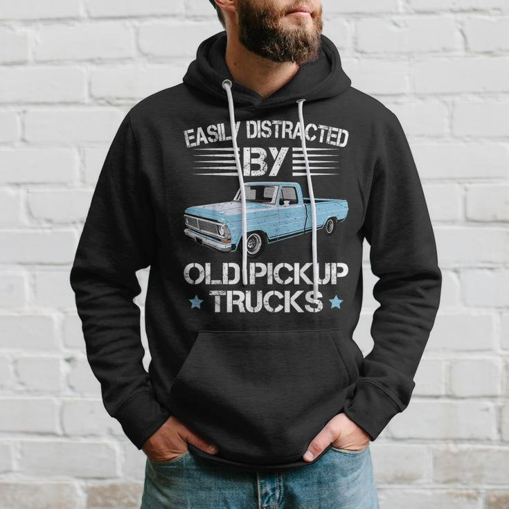 Easily Distracted By Old Pickup Trucks Trucker Hoodie Gifts for Him