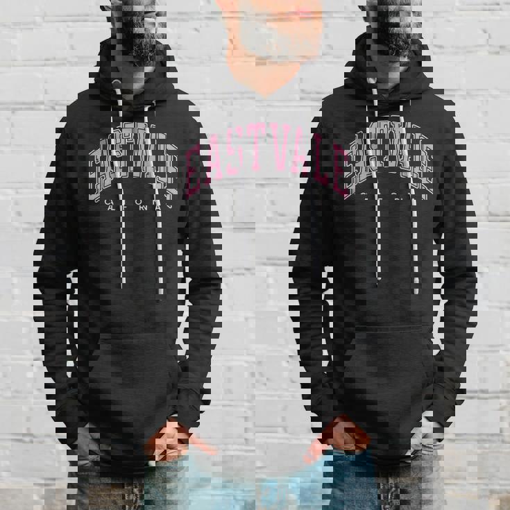 Eastvale California Ca Varsity Style Pink Text Hoodie Gifts for Him