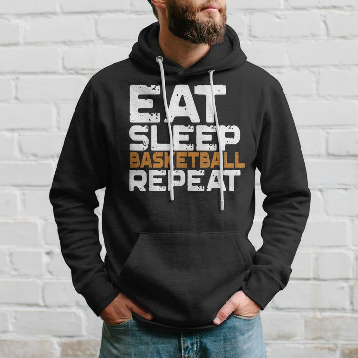 Eat Sleep Basketball Repeat Motivational Sport Gift Hoodie Gifts for Him