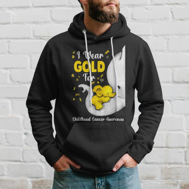Elephant I Wear Gold Ribbon For Childhood Cancer Awareness Hoodie Gifts for Him