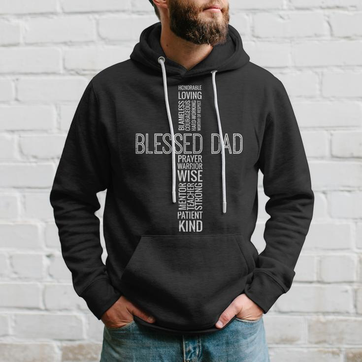 Fathers Day Blessed Dad Cross Words Christian Papa Daddy Men Gift For Mens Hoodie Gifts for Him