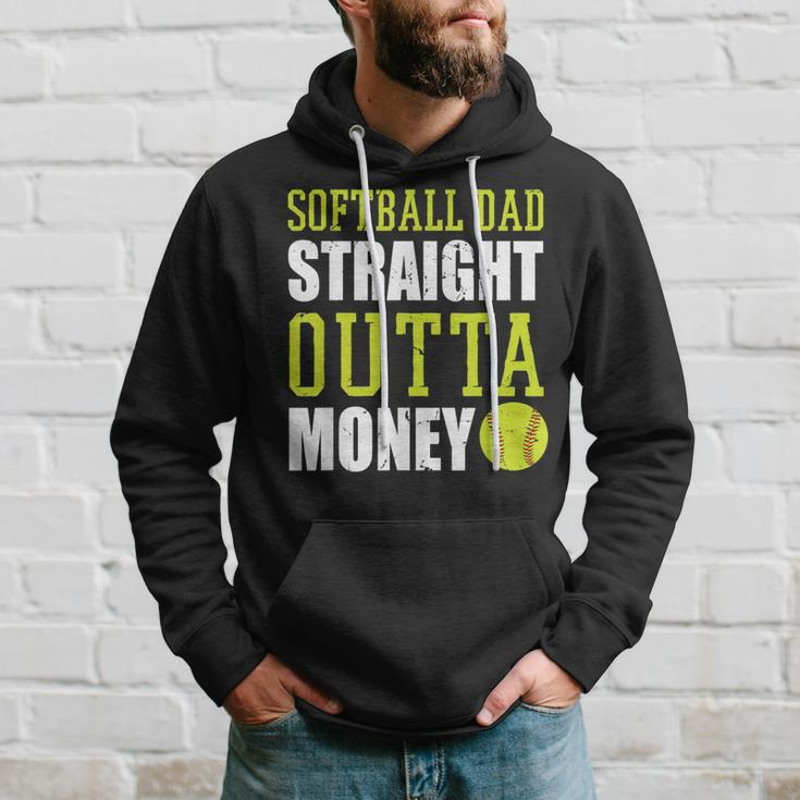 Fathers Day Softball Dad Straight Outta Money Hoodie Gifts for Him