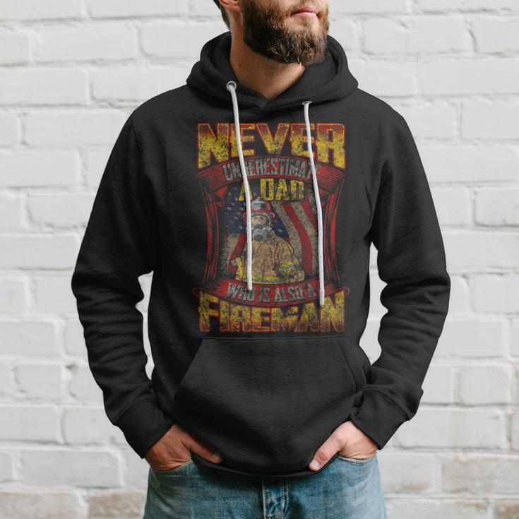 Firefighter Dad Never Underestimate Fireman Father Hoodie Gifts for Him