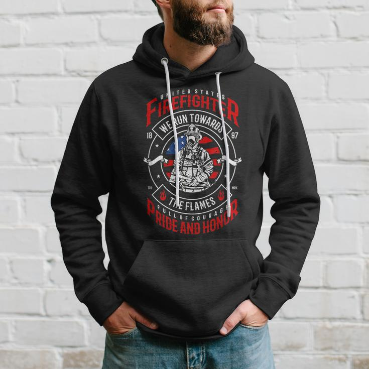 Firefighter We Run Towards The Flames Job Pride Fireman Hoodie Gifts for Him