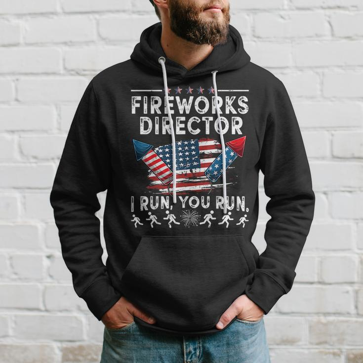 Fireworks Director I Run You Run Flag Funny 4Th Of July Hoodie Gifts for Him