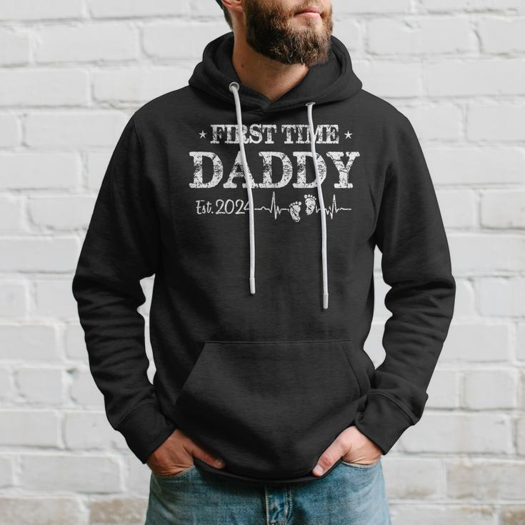 First Time Daddy New Dad Est 2024 Fathers Day Hoodie Gifts for Him