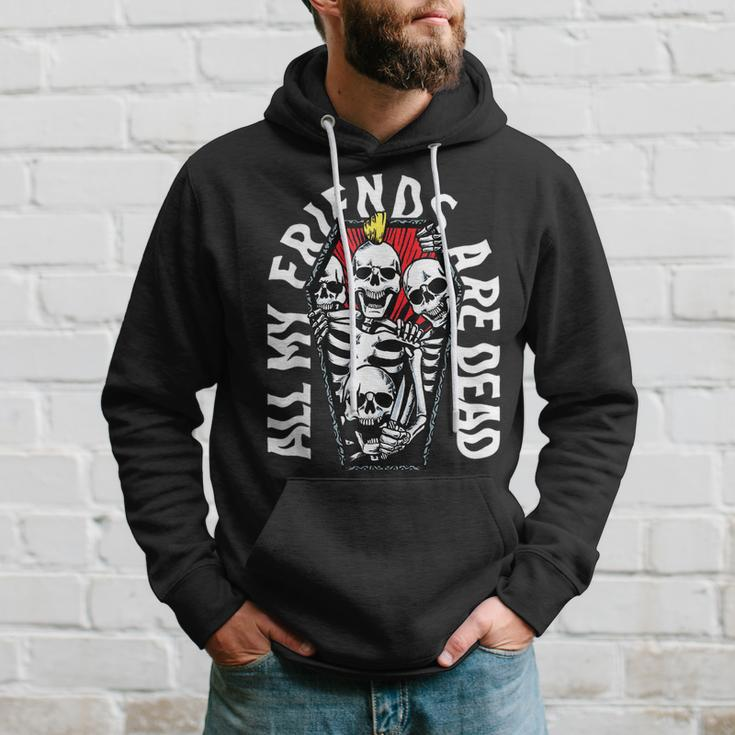All My Friends Are Dead Gothic Skull Skeleton Punk Halloween Hoodie Gifts for Him