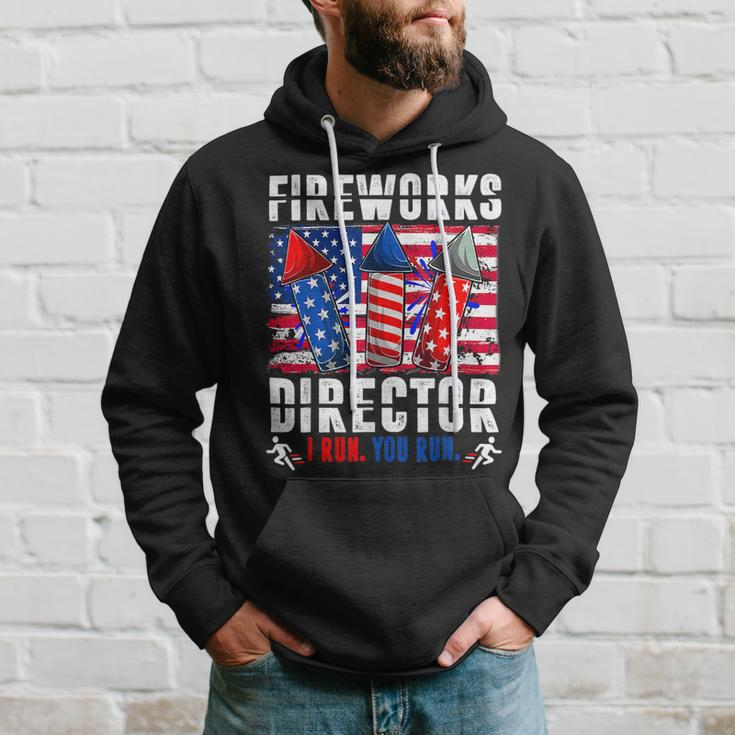 Funny 4Th Of July Fireworks Director I Run You Run Usa Flag Hoodie Gifts for Him