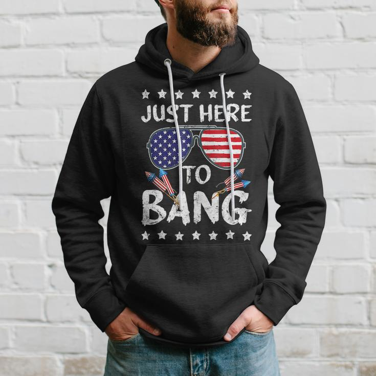 Funny 4Th Of July Im Just Here To Bang Usa Flag Sunglasses 2 Hoodie Gifts for Him