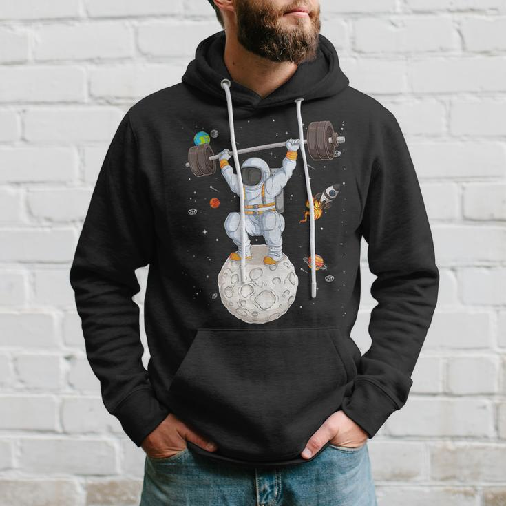Funny Astronaut Space Weightlifting Fitness Gym Workout Men Hoodie Gifts for Him