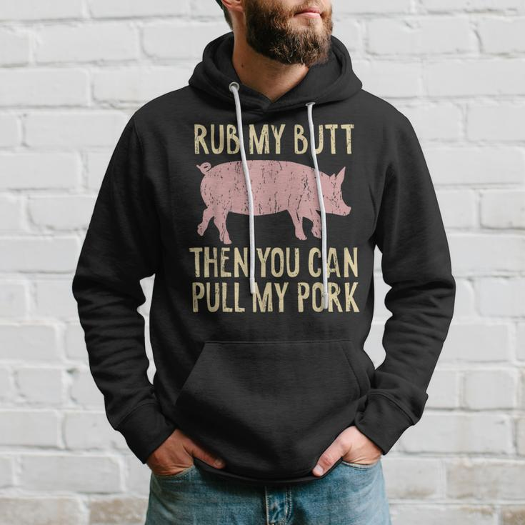 Funny Bbq King Rub My Butt Then You Can Pull My Pork Smoker Hoodie Gifts for Him