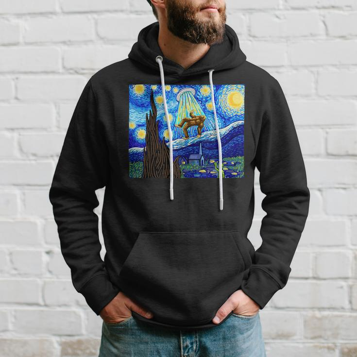 Funny Bigfoot Bigfoot Alien Funny Starry Night Hoodie Gifts for Him