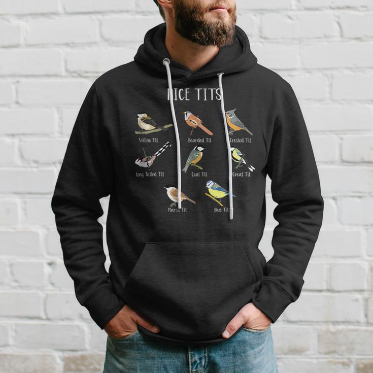 Funny Bird Watching Humor Collection Of Tits Nice Tit Birds Bird Watching Funny Gifts Hoodie Gifts for Him