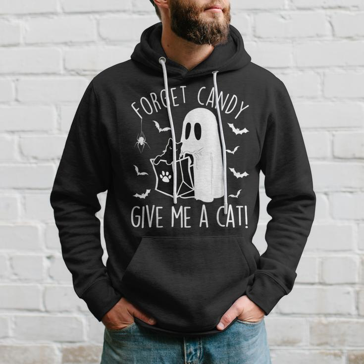 Black Cat Forget Candy Give Me A Cat Lovers Halloween Hoodie Gifts for Him