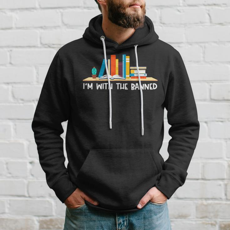 Funny Books Lovers Im With The Books Bookshelf Hilarious Hoodie Gifts for Him