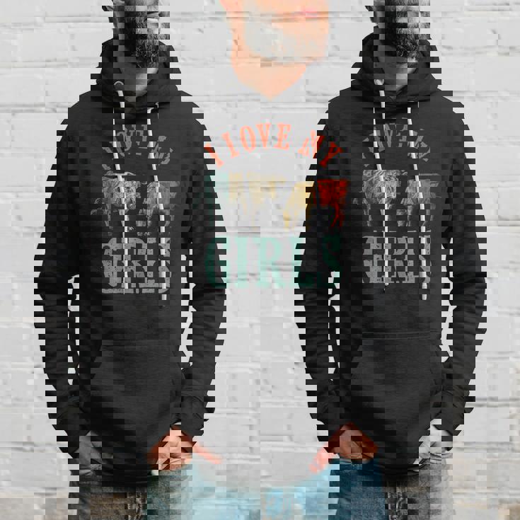 Funny Cow & Heifer I Love My Girls Cow Farmer Animal Cattle Hoodie Gifts for Him