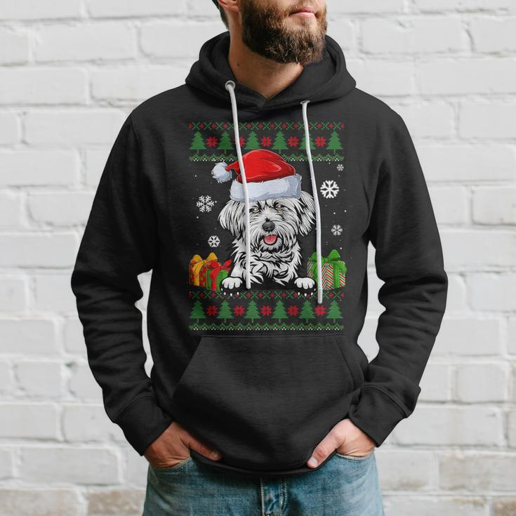 Dog Lovers Lhasa Apso Santa Hat Ugly Christmas Sweater Hoodie Gifts for Him