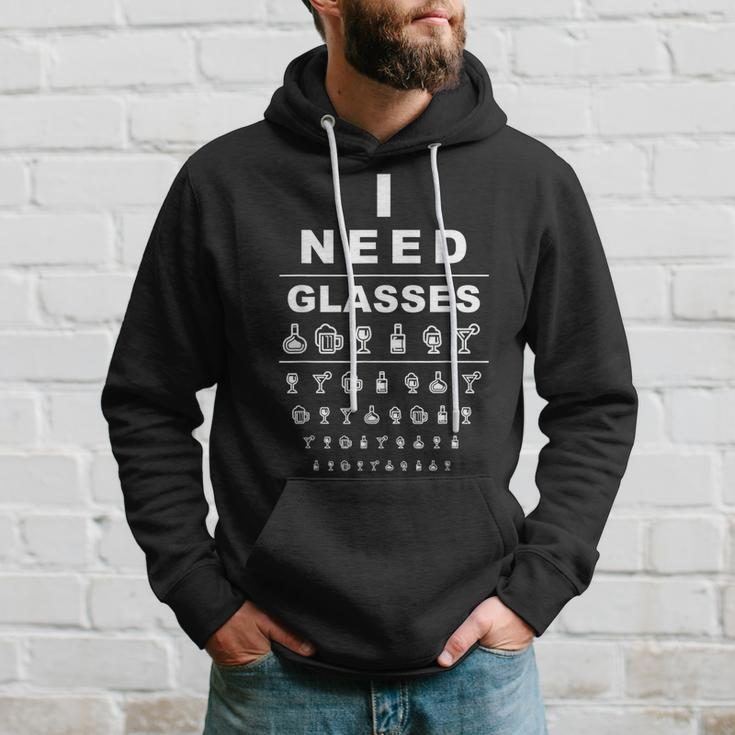 Funny Eye Chart I Need Glasses Alcohol Drinker Alcoholic Hoodie Gifts for Him
