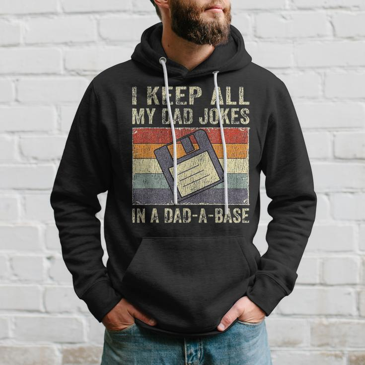 Funny Fathers Day Daddy Jokes In Dad-A-Base Vintage Retro Hoodie Gifts for Him
