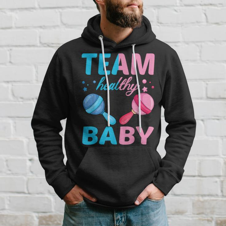 Funny Gender Reveal Of Team Healthy Baby Party Supplies Hoodie Gifts for Him