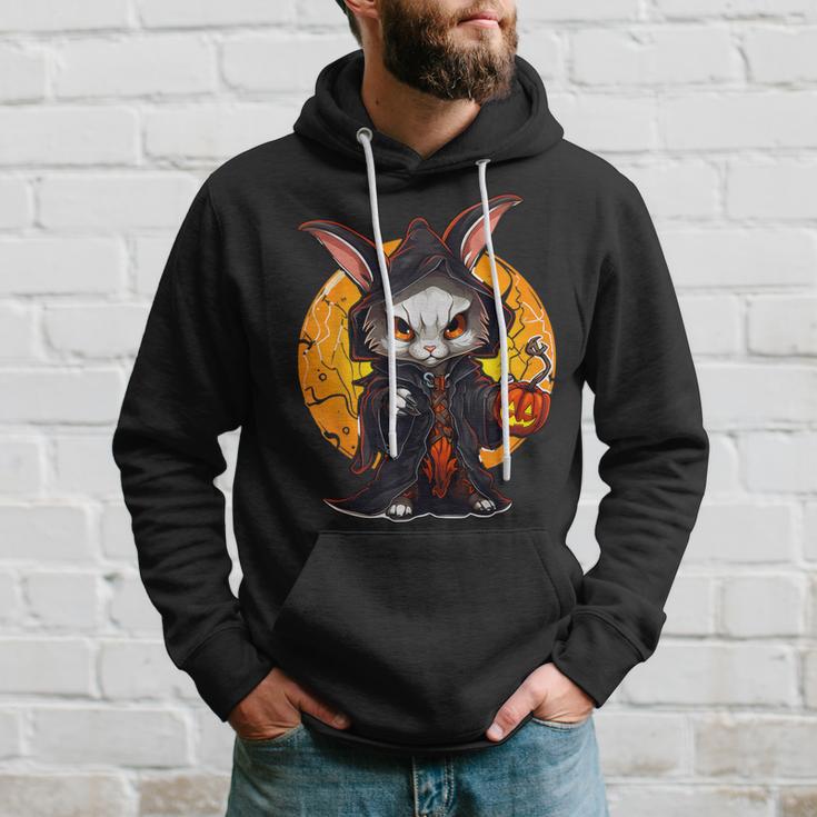 Halloween Bunny Angry Rabbit Takes Over Pumpkin Hoodie Gifts for Him