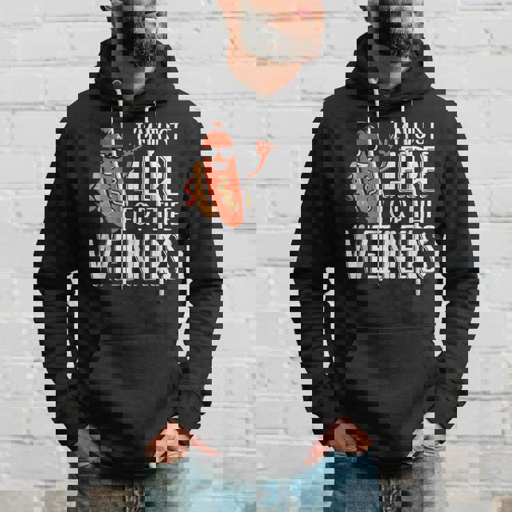 Funny Hot Dog Im Just Here For The Wieners Sausage Hoodie Gifts for Him
