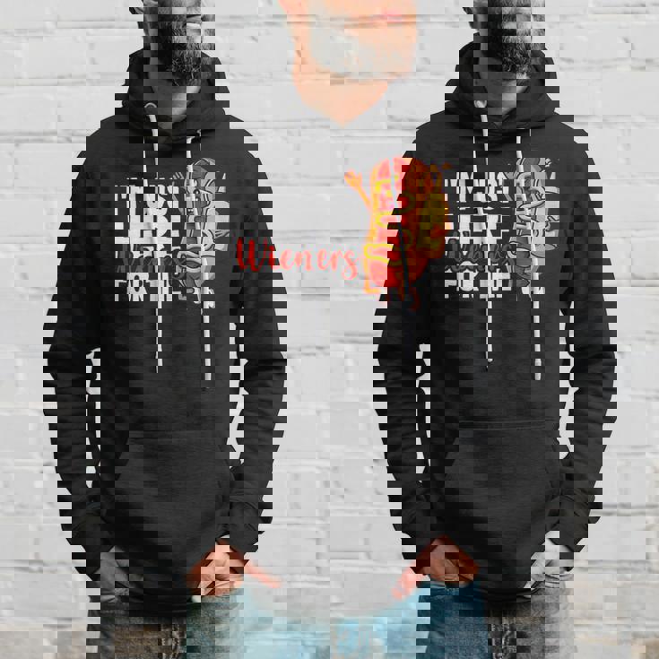 Funny Hot Dog Im Just Here For The Wieners Sausage Hoodie Gifts for Him