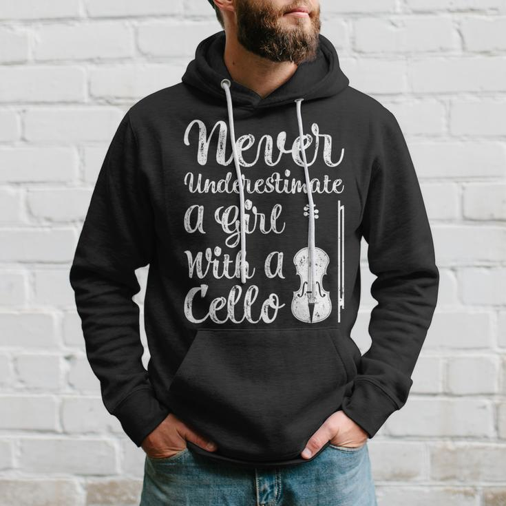 Funny Never Underestimate A Girl And Her Cello Hoodie Gifts for Him