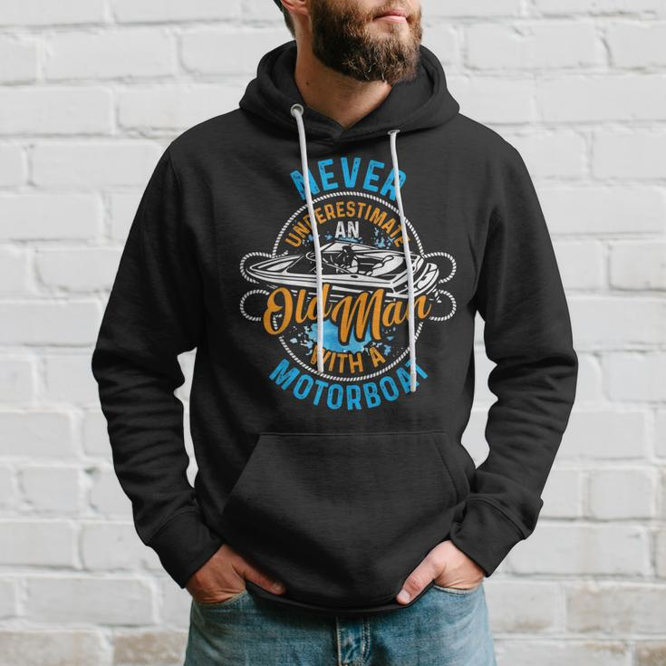 Funny Never Underestimate An Old Man With Motorboat Gift For Mens Hoodie Gifts for Him