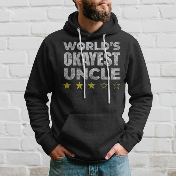 Funny Worlds Okayest Uncle - Vintage Style Hoodie Gifts for Him