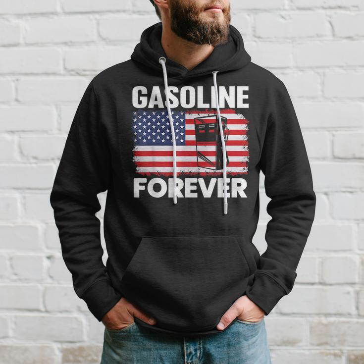 Gasoline Forever Funny Gas Cars Lover Patriotic Usa Flag Patriotic Funny Gifts Hoodie Gifts for Him