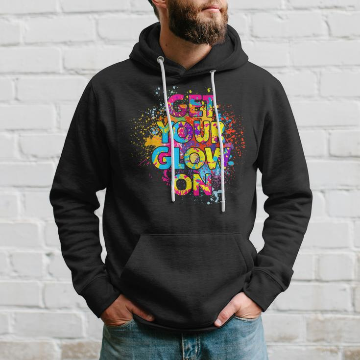 Get Your Glow On Party 80S 90S Retro Colors Glow Squad Party Hoodie Gifts for Him