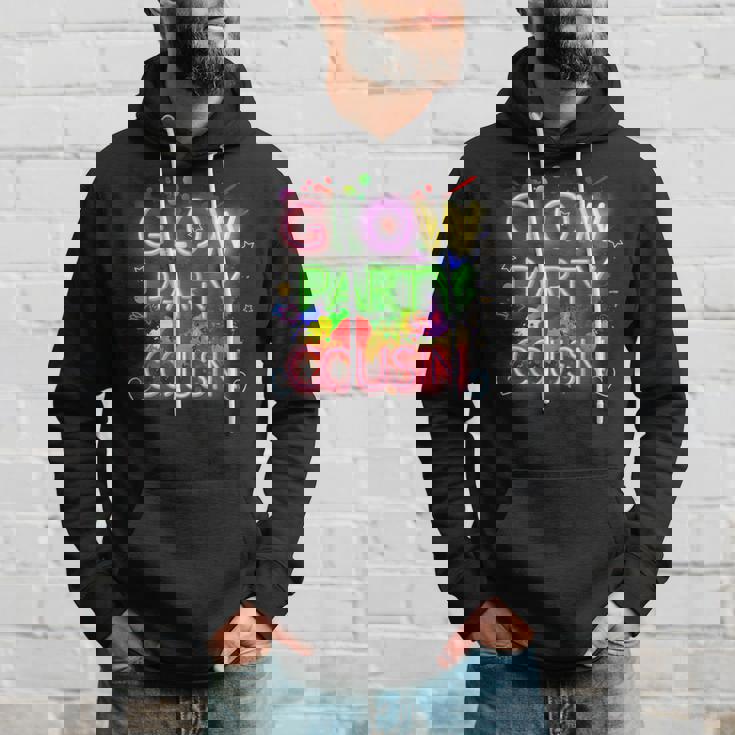 Glow Party Squad Cousin Paint Splatter Glow Party Matching Hoodie Gifts for Him