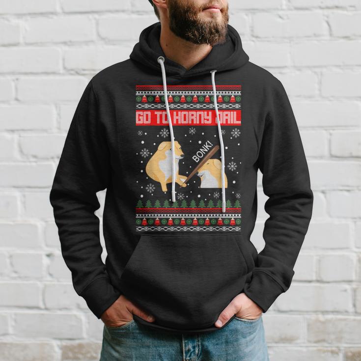 Go To Horny Jail Ugly Christmas Sweater Bonk Meme Hoodie Gifts for Him