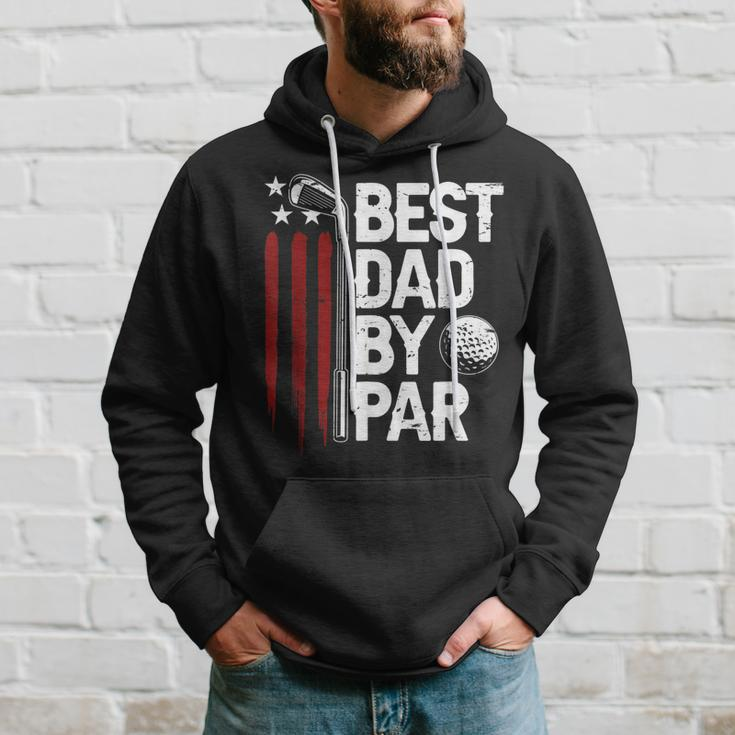 Golf Best Dad By Par Daddy Golfer American Flag Fathers Day Hoodie Gifts for Him