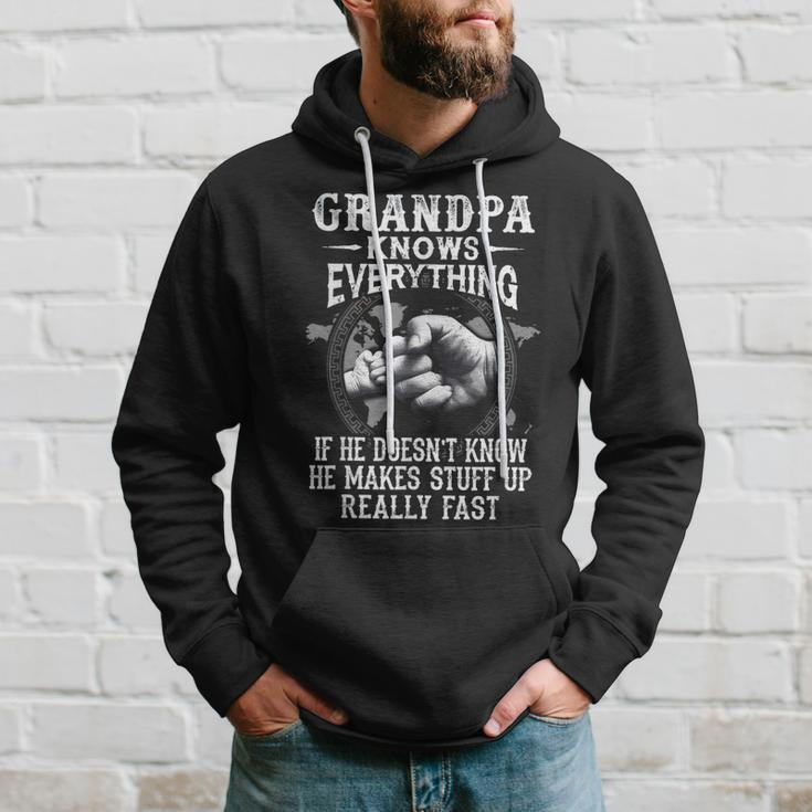 Grandpa Knows Everything Classic Fist Bump Fathers Day Hoodie Gifts for Him