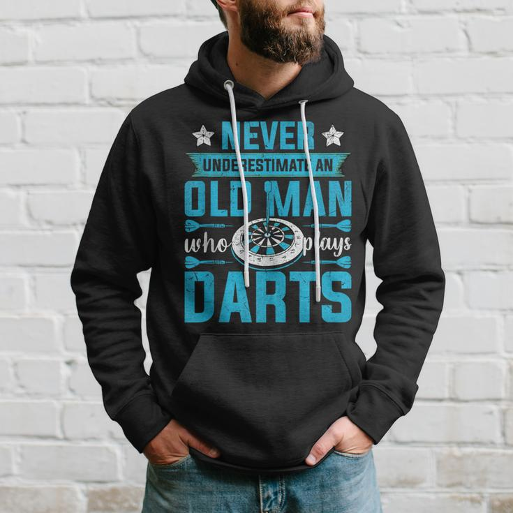 Grandparents Never Underestimate An Old Man Who Plays Darts Hoodie Gifts for Him