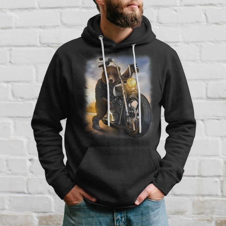 Grizzly Bear Riding Chopper Motorcycle Hoodie Gifts for Him