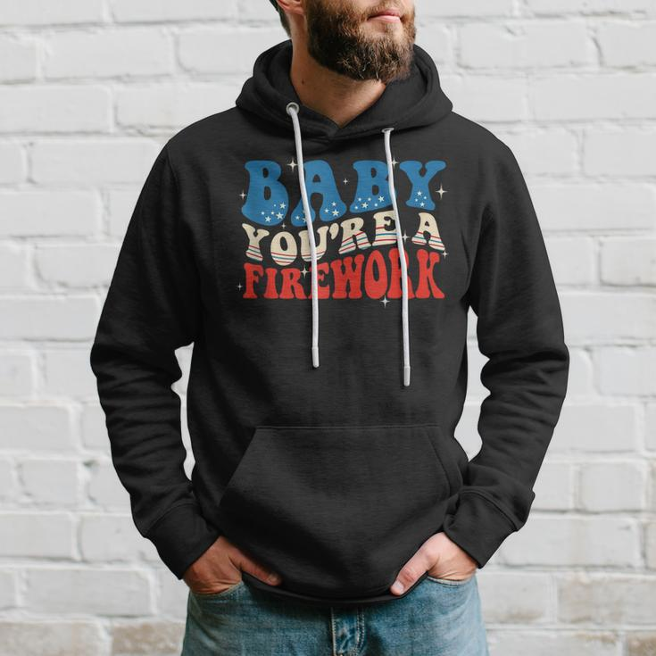 Groovy Baby Youre A Firework 4Th Of July American Flag Hoodie Gifts for Him