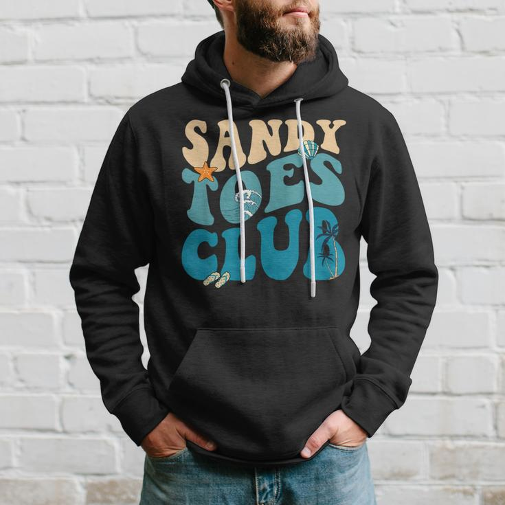 Groovy Sandy Toes Club Beach Summer Vibes Trip Kids Toddler Hoodie Gifts for Him