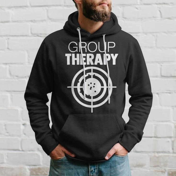 Group Therapy Target Practice Shooting Range Humor Gun Lover Hoodie Gifts for Him