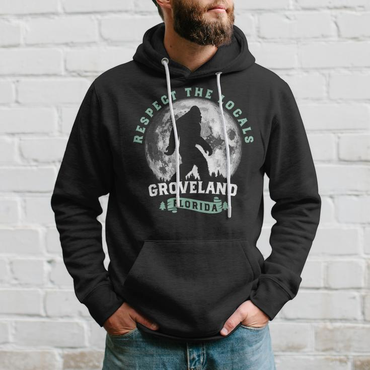 Groveland Florida Respect The Locals Bigfoot Swamp Ape Hoodie Gifts for Him