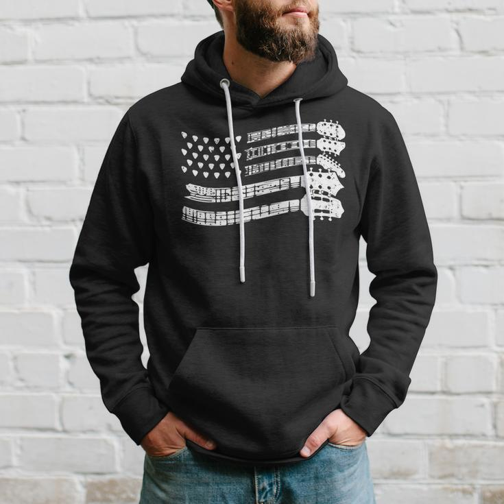 Guitar Lover Rock Music Musician Us Flag Guitar Player Hoodie Gifts for Him