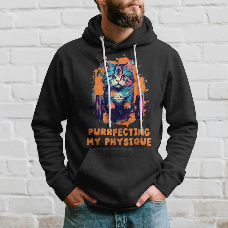 Gym Workout Or Fitness Gift Funny Cat In A Gym Hoodie Gifts for Him