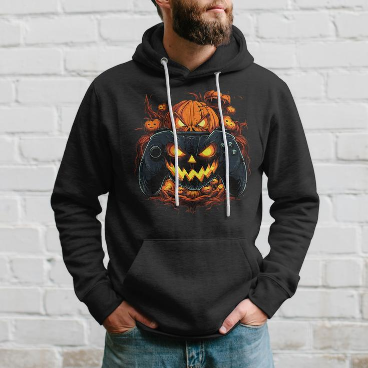 Halloween Gaming Jack O Lantern Pumpkin Face Controller Hoodie Gifts for Him