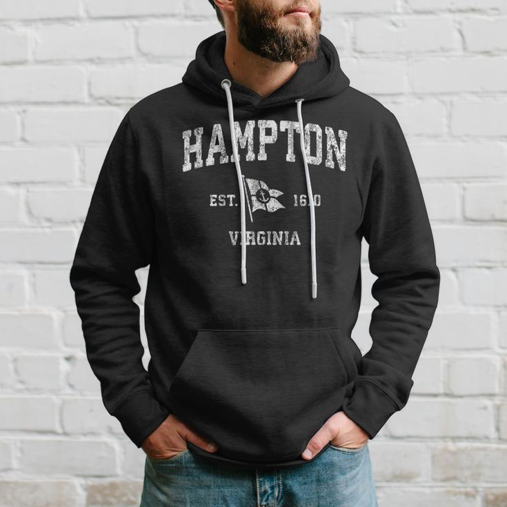 Hampton Virginia Va Vintage Boat Anchor Flag Design Hoodie Gifts for Him