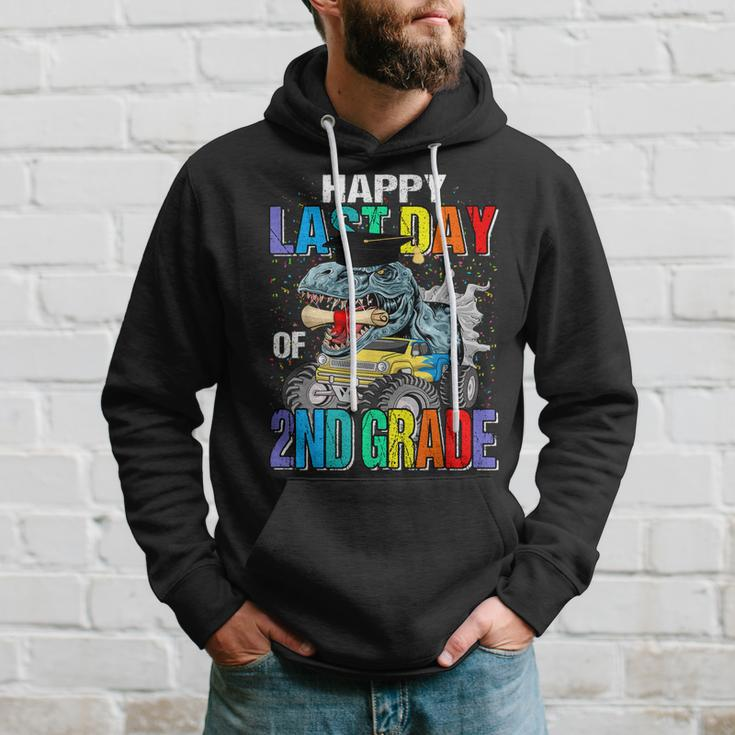 Happy Last Day Of 2Nd Grade Monster Truck Dinosaur Hoodie Gifts for Him