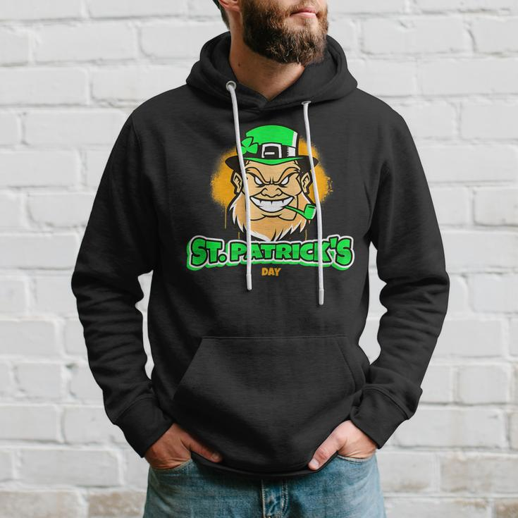 Happy St Patricks Day Scary Angry Leprechaun Design Hoodie Gifts for Him
