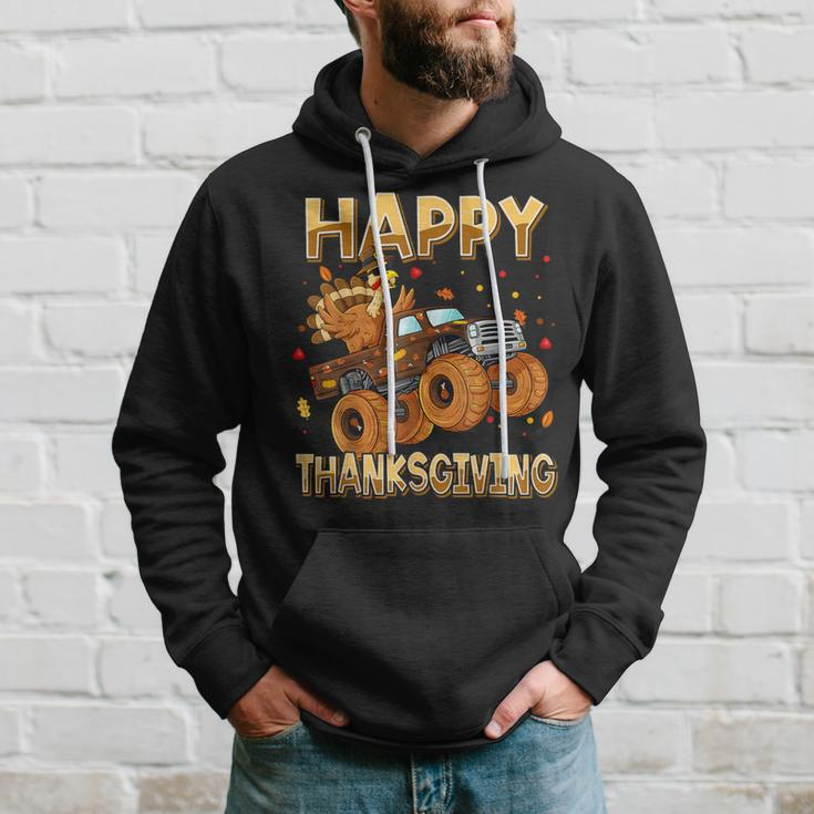 Happy Thanksgiving Riding Monster Truck Turkey Toddler Boys Hoodie Gifts for Him